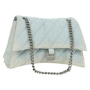 BALENCIAGA Chain Crash Schultertasche Denim Blau Silber 716393 Auth 178295SAM-1