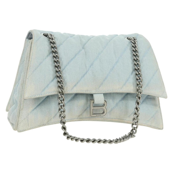 BALENCIAGA Chain Crash Schultertasche Denim Blau Silber 716393 Auth 178295SAM