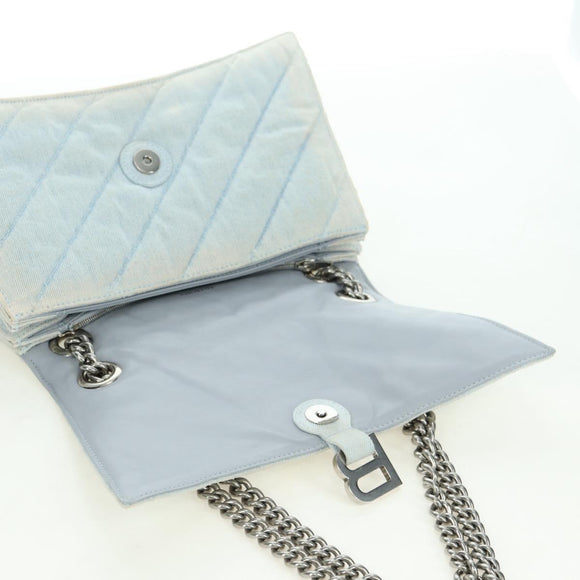 BALENCIAGA Chain Crash Schultertasche Denim Blau Silber 716393 Auth 178295SAM