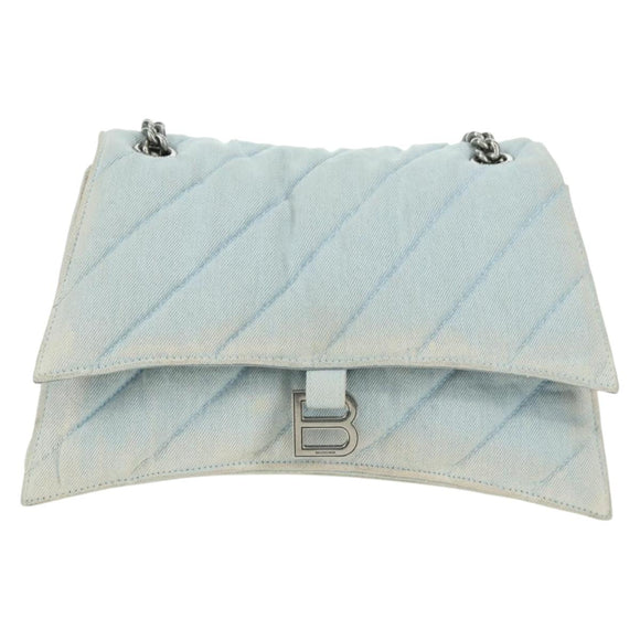 BALENCIAGA Chain Crash Schultertasche Denim Blau Silber 716393 Auth 178295SAM