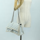 BALENCIAGA Chain Crash Schultertasche Denim Blau Silber 716393 Auth 178295SAM-25