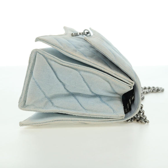 BALENCIAGA Chain Crash Schultertasche Denim Blau Silber 716393 Auth 178295SAM