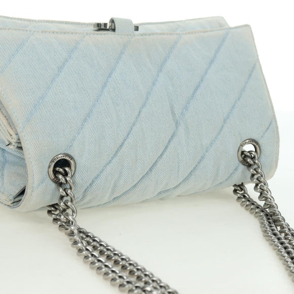 BALENCIAGA Chain Crash Schultertasche Denim Blau Silber 716393 Auth 178295SAM