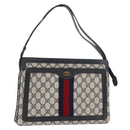 GUCCI GG Supreme Sherry Line Shoulder Bag PVC Navy Gold 14 02 013 Auth 178297-1