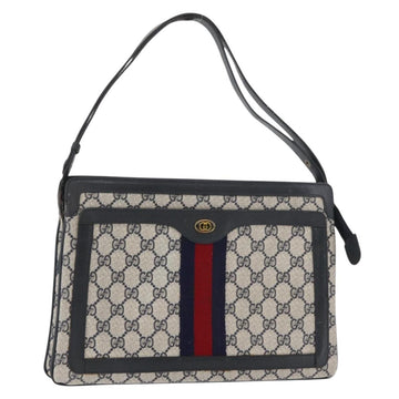 GUCCI GG Supreme Sherry Line Shoulder Bag PVC Navy Gold 14 02 013 Auth 178297