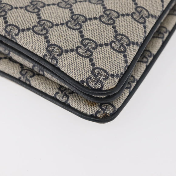 GUCCI GG Supreme Sherry Line Shoulder Bag PVC Navy Gold 14 02 013 Auth 178297