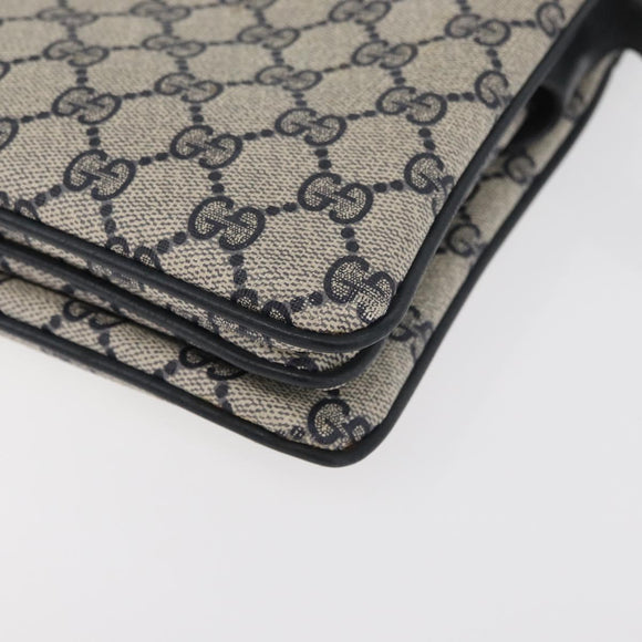 GUCCI GG Supreme Sherry Line Shoulder Bag PVC Navy Gold 14 02 013 Auth 178297