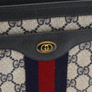 GUCCI GG Supreme Sherry Line Shoulder Bag PVC Navy Gold 14 02 013 Auth 178297-18