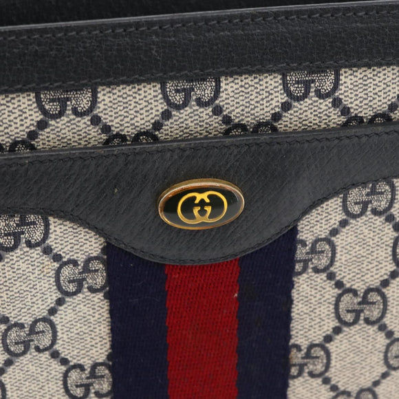 GUCCI GG Supreme Sherry Line Shoulder Bag PVC Navy Gold 14 02 013 Auth 178297