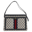 GUCCI GG Supreme Sherry Line Shoulder Bag PVC Navy Gold 14 02 013 Auth 178297-13