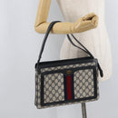 GUCCI GG Supreme Sherry Line Shoulder Bag PVC Navy Gold 14 02 013 Auth 178297-24