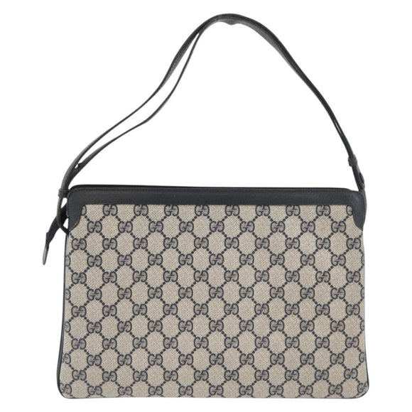GUCCI GG Supreme Sherry Line Shoulder Bag PVC Navy Gold 14 02 013 Auth 178297