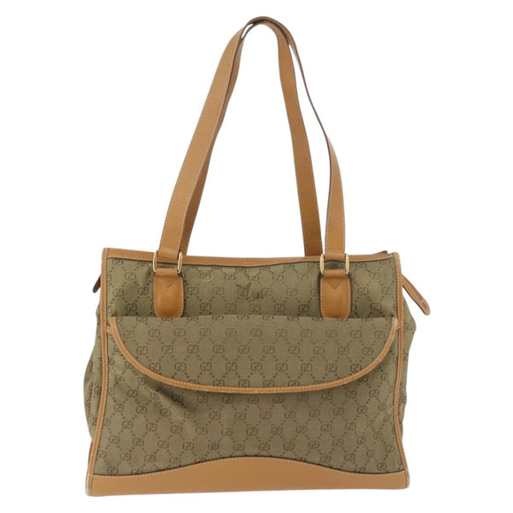 GUCCI GG Canvas Tote Bag Khaki Goud Origineel 178301