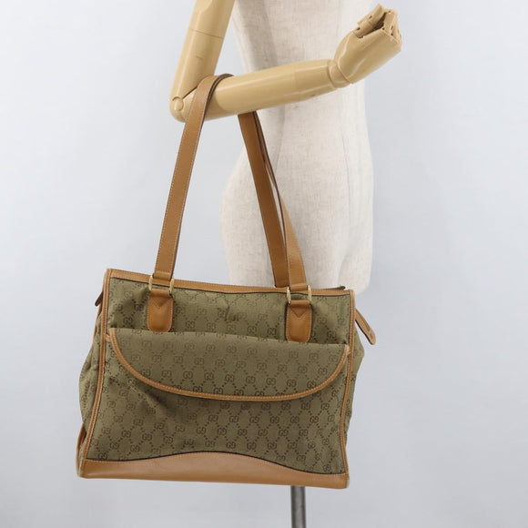 GUCCI GG Canvas Tote Bag Khaki Goud Origineel 178301