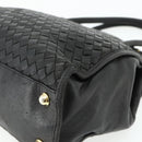 BOTTEGA VENETA INTRECCIATO Hand Bag Leather Black Gold Auth 178302-10