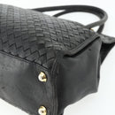 BOTTEGA VENETA INTRECCIATO Hand Bag Leather Black Gold Auth 178302-12
