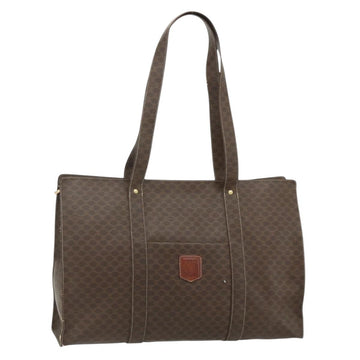 CELINE Macadam Canvas Tote Bag PVC Leather Brown Gold Auth 178303