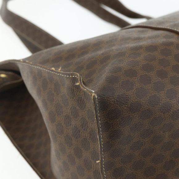 CELINE Macadam Canvas Tote Bag PVC Leather Brown Gold Auth 178303