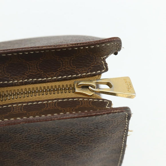 CELINE Macadam Canvas Tote Bag PVC Leather Brown Gold Auth 178303