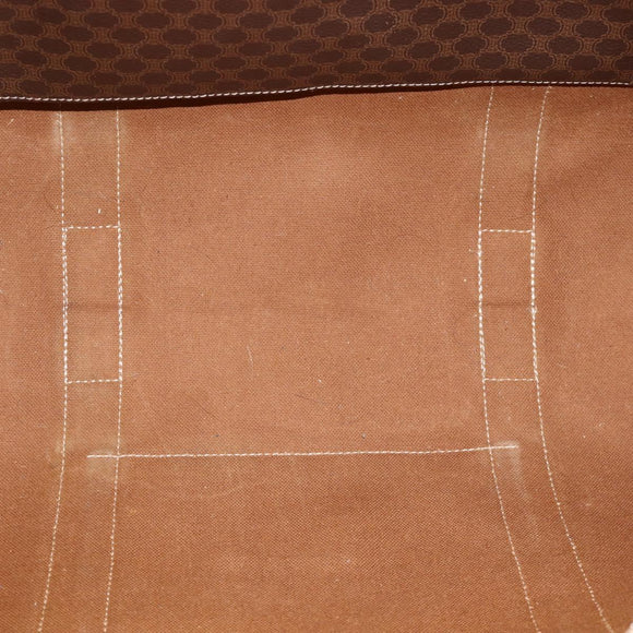CELINE Macadam Canvas Tote Bag PVC Leather Brown Gold Auth 178303