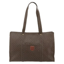 CELINE Macadam Canvas Tote Bag PVC Leather Brown Gold Auth 178303-13