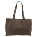 CELINE Macadam Canvas Tote Bag PVC Leather Brown Gold Auth 178303-2