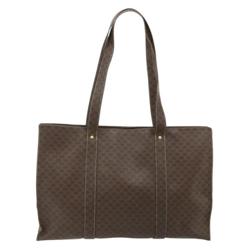 CELINE Macadam Canvas Tote Bag PVC Leather Brown Gold Auth 178303 - 0