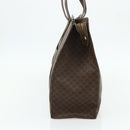 CELINE Macadam Canvas Tote Bag PVC Leather Brown Gold Auth 178303-4