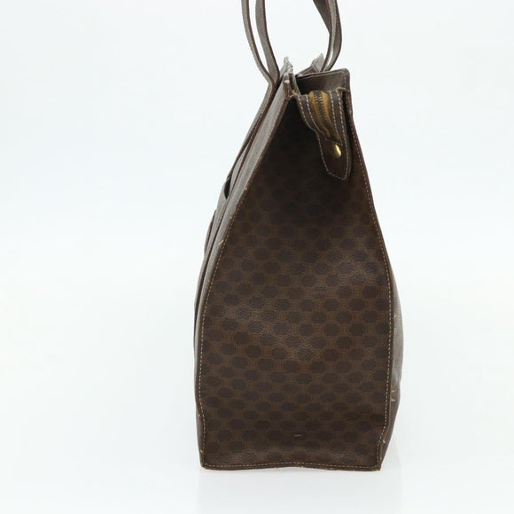 CELINE Macadam Canvas Tote Bag PVC Leather Brown Gold Auth 178303