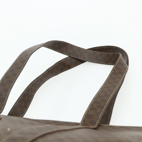 CELINE Macadam Canvas Tote Bag PVC Leather Brown Gold Auth 178303