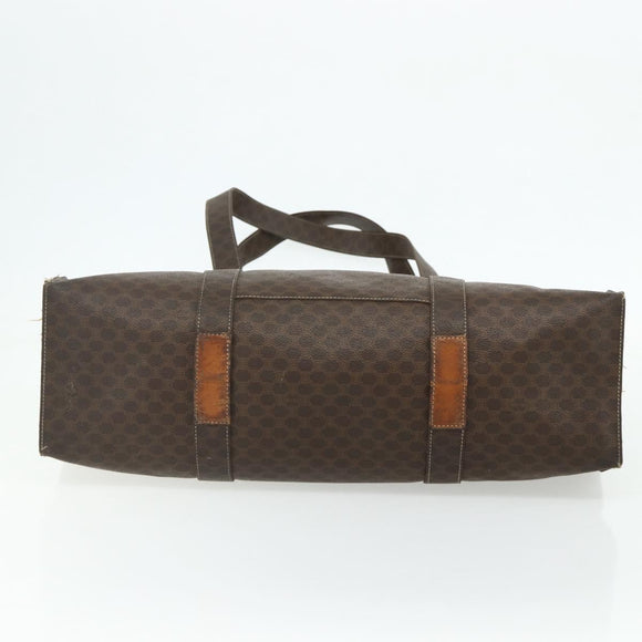 CELINE Macadam Canvas Tote Bag PVC Leather Brown Gold Auth 178303
