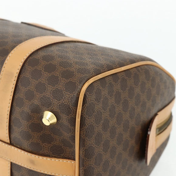 CELINE Macadam Canvas Hand Bag PVC Leather Brown Gold Auth 178304A