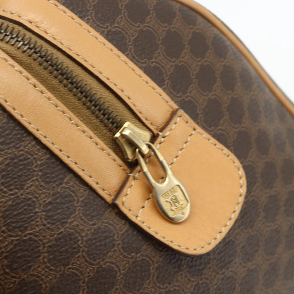 CELINE Macadam Canvas Hand Bag PVC Leather Brown Gold Auth 178304A
