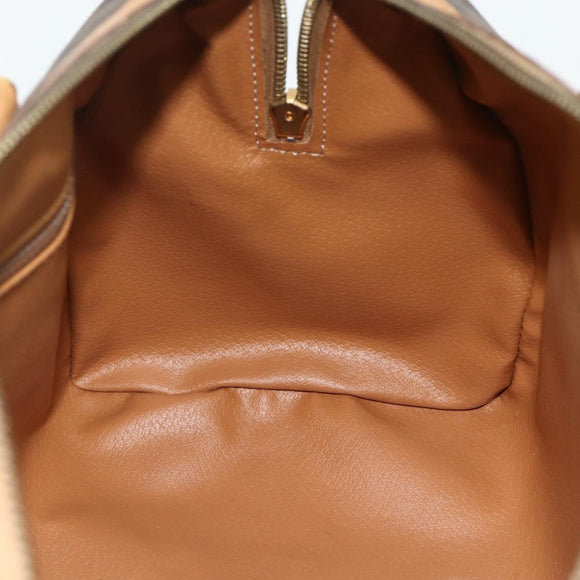 CELINE Macadam Canvas Hand Bag PVC Leather Brown Gold Auth 178304A