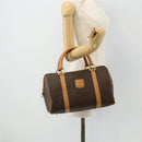 CELINE Macadam Canvas Hand Bag PVC Leather Brown Gold Auth 178304A-21