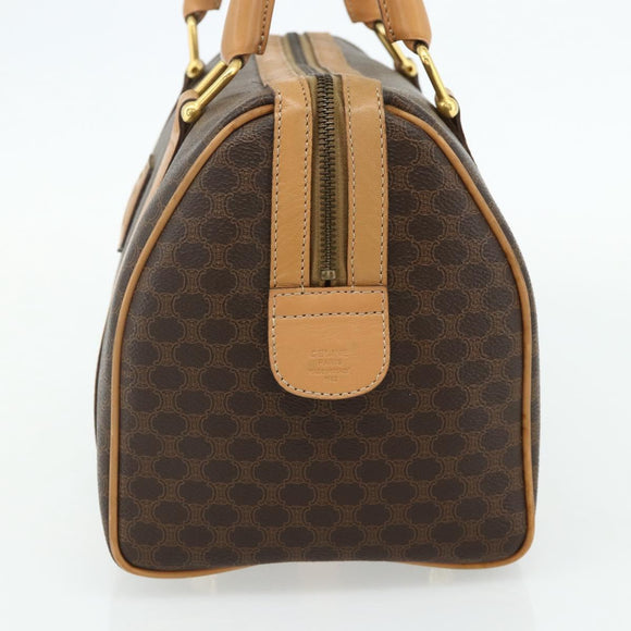CELINE Macadam Canvas Hand Bag PVC Leather Brown Gold Auth 178304A