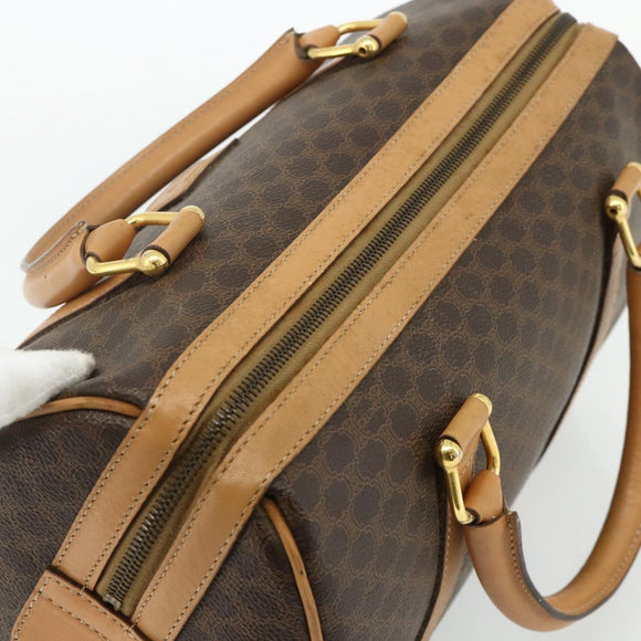 CELINE Macadam Canvas Hand Bag PVC Leather Brown Gold Auth 178304A