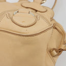 CELINE Hand Bag Leather Beige Gold Auth 178305A-10