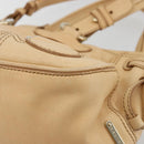 CELINE Hand Bag Leather Beige Gold Auth 178305A-12
