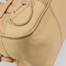 CELINE Hand Bag Leather Beige Gold Auth 178305A-13