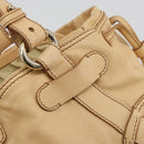 CELINE Hand Bag Leather Beige Gold Auth 178305A-15