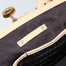 CELINE Hand Bag Leather Beige Gold Auth 178305A-17