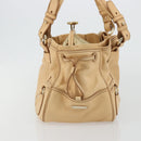 CELINE Hand Bag Leather Beige Gold Auth 178305A-4