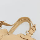 CELINE Hand Bag Leather Beige Gold Auth 178305A-8