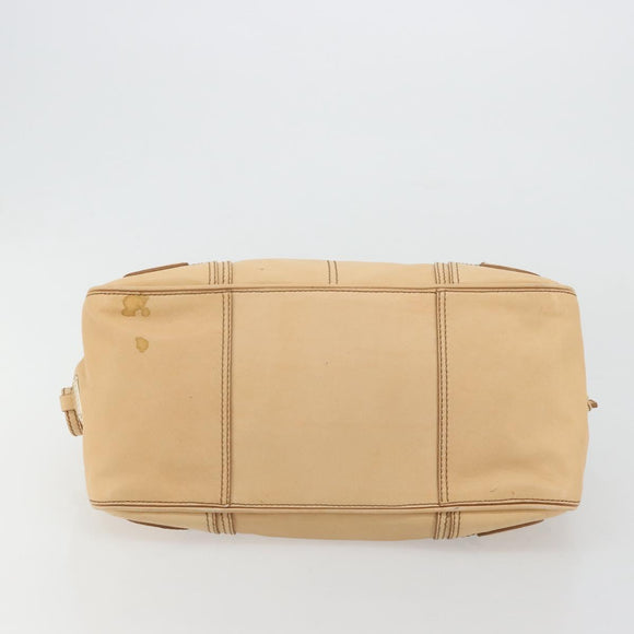 CELINE Hand Bag Leather Beige Gold Auth 178305A