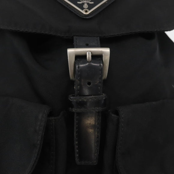 PRADA Rugzak Nylon Zwart Zilver Authentiek 178309