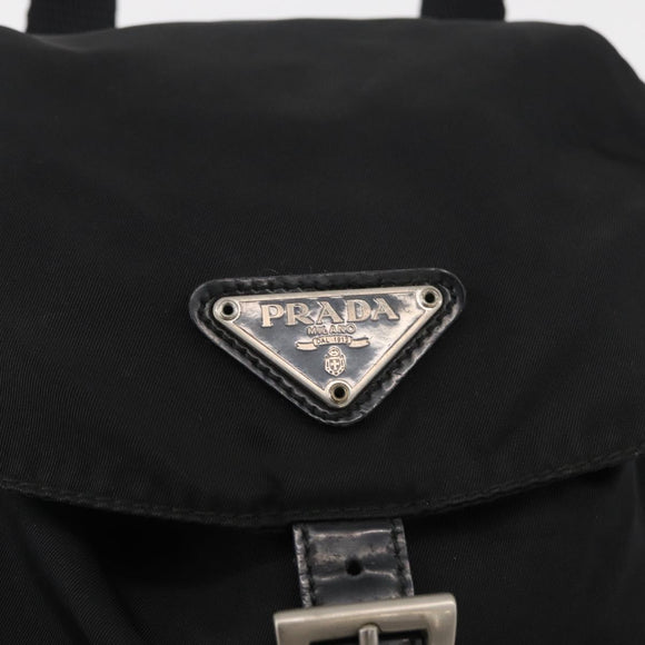 PRADA Rugzak Nylon Zwart Zilver Authentiek 178309