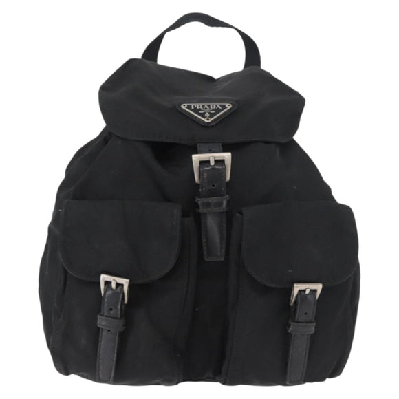 PRADA Rugzak Nylon Zwart Zilver Authentiek 178309