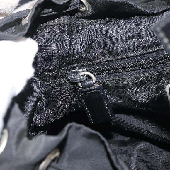 PRADA Rugzak Nylon Zwart Zilver Authentiek 178309