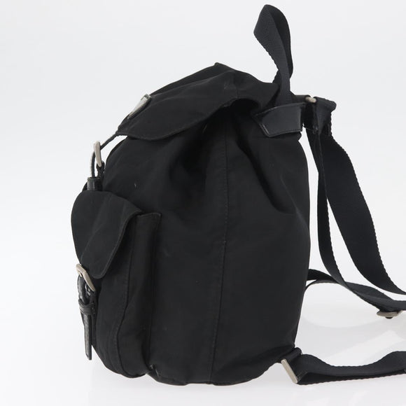 PRADA Rugzak Nylon Zwart Zilver Authentiek 178309